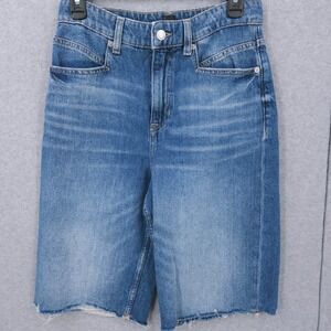 Boss Orange Denim Jorts Jean Shorts Blue Raw Edge Knee Length Womens 27 NWT